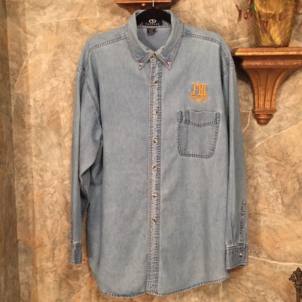 FBI Long sleeved button collared shirt